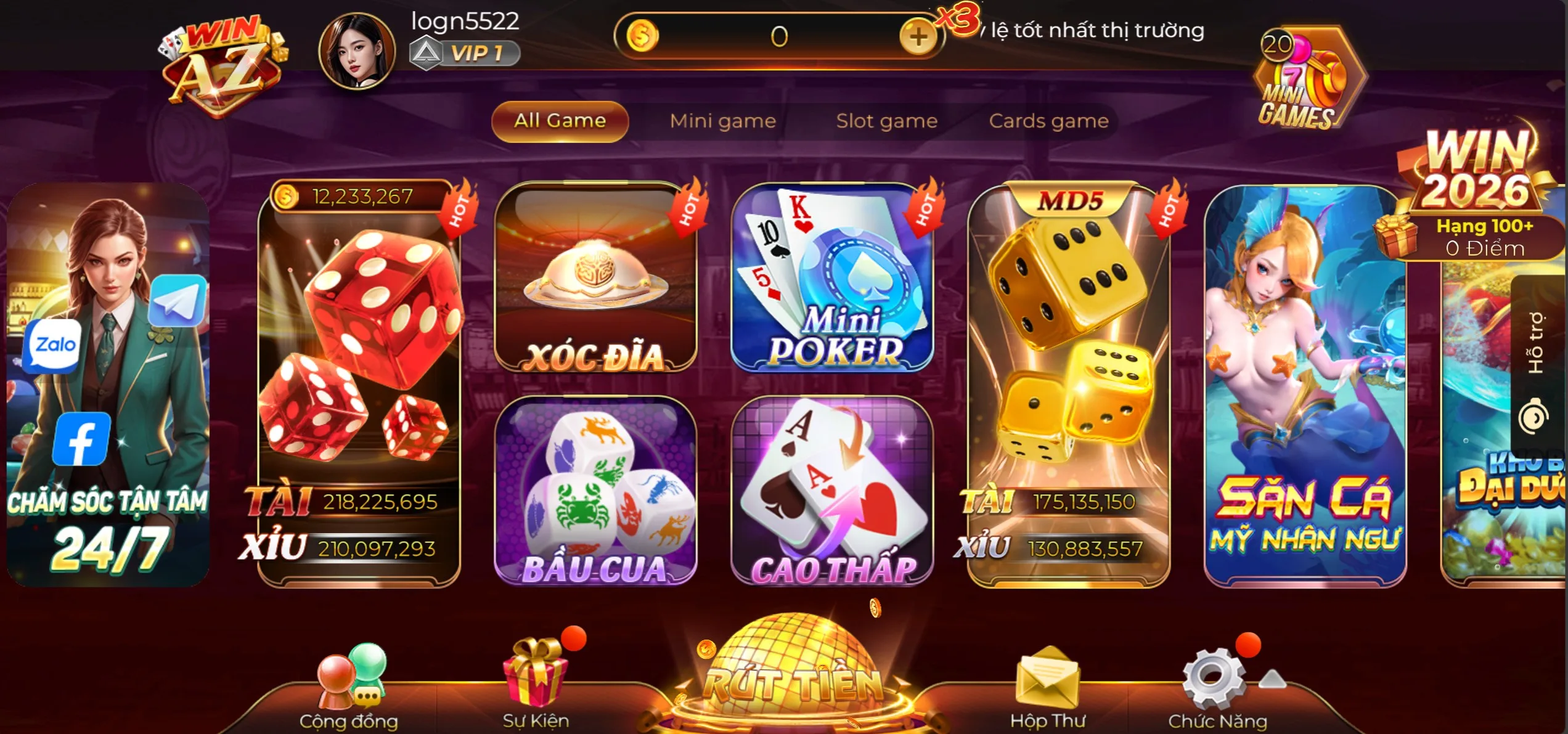 Giao Diện Lobby Winaz